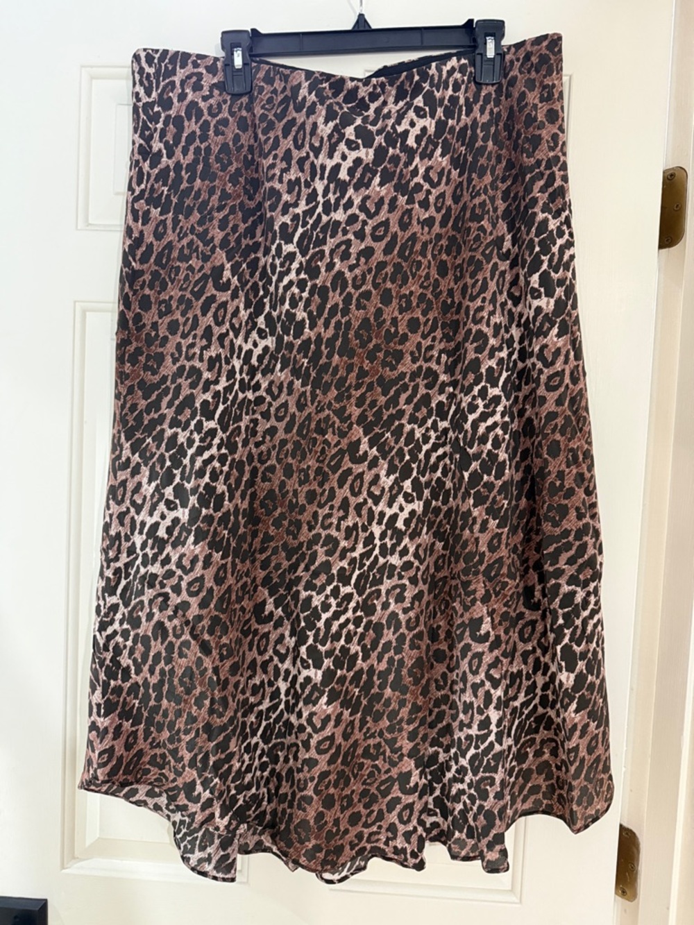 Johnny Was Brown and Black Leopard Print A-Line Skirt